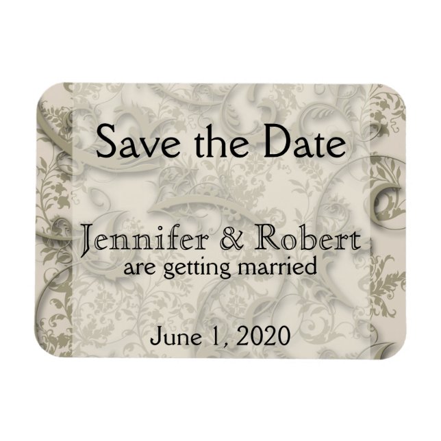Magnet Flexible Golden Filigree style mariage Enregistrer la date (Horizontal)