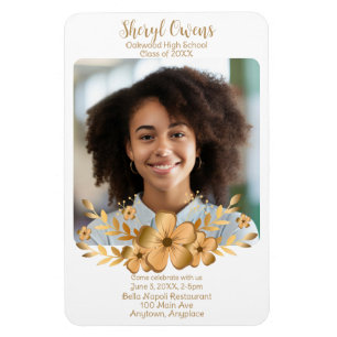 Magnet Flexible Golden Flower High School College Graduation