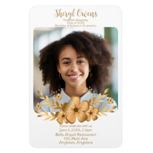Magnet Flexible Golden Flower High School College Graduation