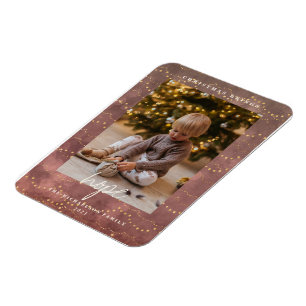Magnet Flexible Golden Lights Christmas Photo Holiday Card