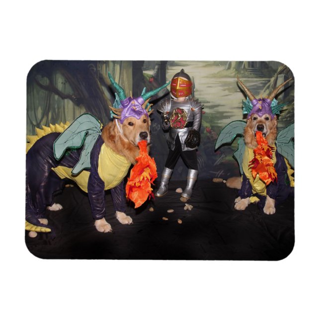 Magnet Flexible Golden Retriever Fire Brething Dragons (Horizontal)