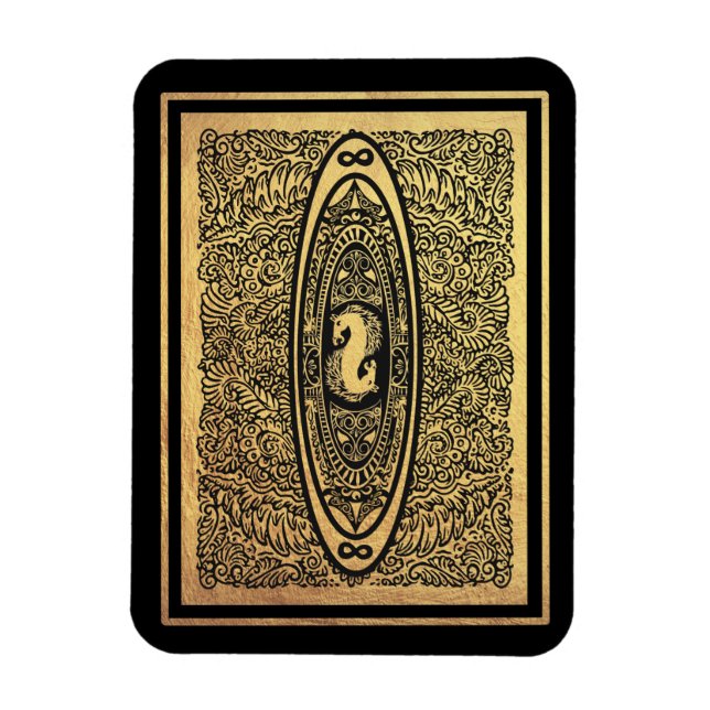 Magnet Flexible Golden Seahorse Mandala - Ornate Infinity Design (Vertical)