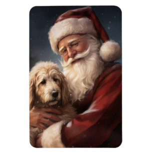 Magnet Flexible Goldendoodle avec Noël Festif du Père Noël