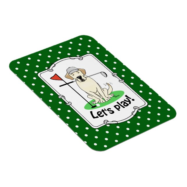 Magnet Flexible Golf Golfing Yellow Lab Labrador Retriever Chien (Côté Droit)