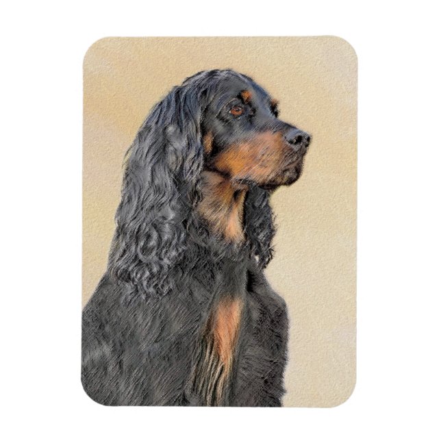Magnet Flexible Gordon Setter Peinture - Joli art original chien (Vertical)
