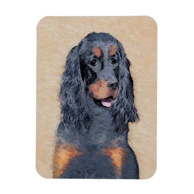 Magnet Flexible Gordon Setter Peinture - Joli art original chien (Vertical)
