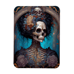 Magnet Flexible Goth Skeleton Skull Woman Gothique