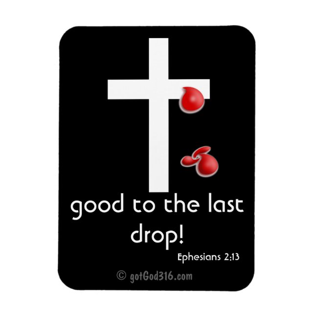 Magnet Flexible Gouttes de sang gotGod316.com Croix (Vertical)