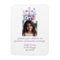 Gracias Mi Primera Comunión con Foto Flores