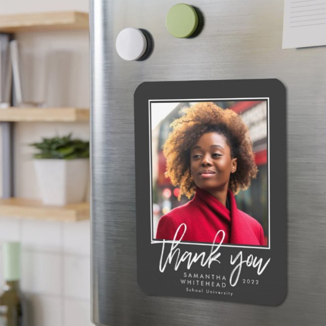 Magnet Flexible Graduate moderne 2022 Photo Merci gris foncé (Créateur téléchargé)