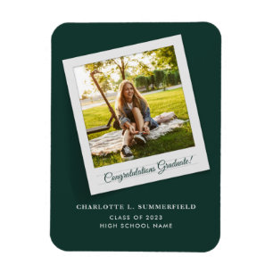 Magnet Flexible Graduation 2024 Photo Green Elegant Faire-part