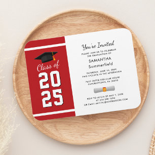 Magnet Flexible Graduation 2025 Red Graduate Party Invitation