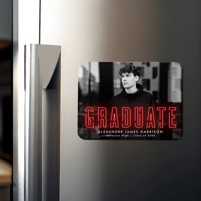 Magnet Flexible Graduation photo moderne Red Neon (Créateur téléchargé)