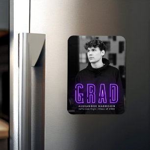 Magnet Flexible Graduation photo verticale moderne en néon violet