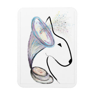 Magnet Flexible Gramophone Bull Terrier Musique Surréaliste