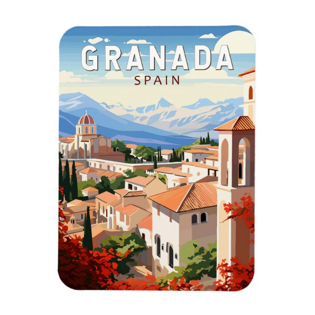 Magnet Flexible Granada Espagne Travel Art Vintage (Vertical)