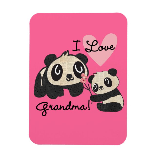 Magnet Flexible Grand-maman d'amour des ours panda I (Vertical)