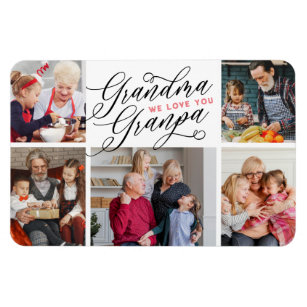 Magnet Flexible Grand-mère Grand-père We Love You Photo Collage