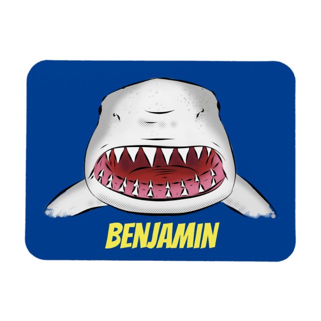 Magnet Flexible Grand requin blanc moyen dessin animé (Horizontal)