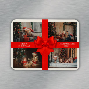 Magnet Flexible Grand ruban rouge Noël personnalisé 4 photos décor