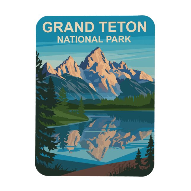 Magnet Flexible Grand Teton National Park Paysage Art de Voyage (Vertical)
