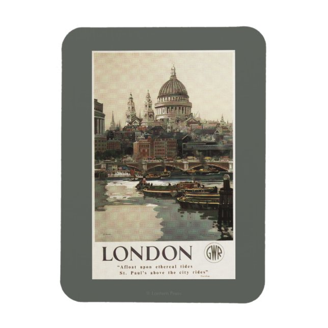 Magnet Flexible Grand Western Railway St. Paul's Travel Poster (Vertical)