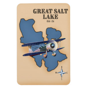 Magnet Flexible Grande carte de style vintage du lac Salé Utah