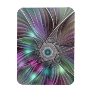 Magnet Flexible Grande Fleur colorée Abstraite Trippy Fractal Art
