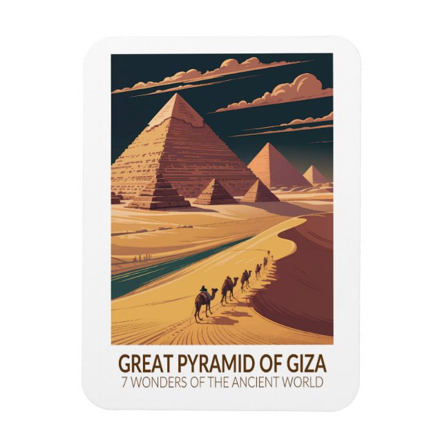 Magnet Flexible Grande Pyramide de Gizeh Sept Merveilles du Monde (Vertical)
