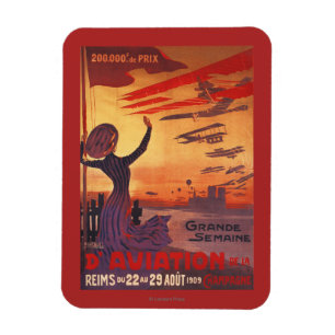 Magnet Flexible Grande semaine de l'aviation - Femme agitant l'aff