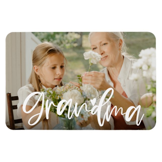 Magnet Flexible Grandma Love Script personnalisé cadeau photo (Horizontal)