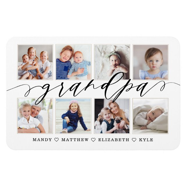 Magnet Flexible Grandpa Script Grandchildren Photo Collage (Horizontal)