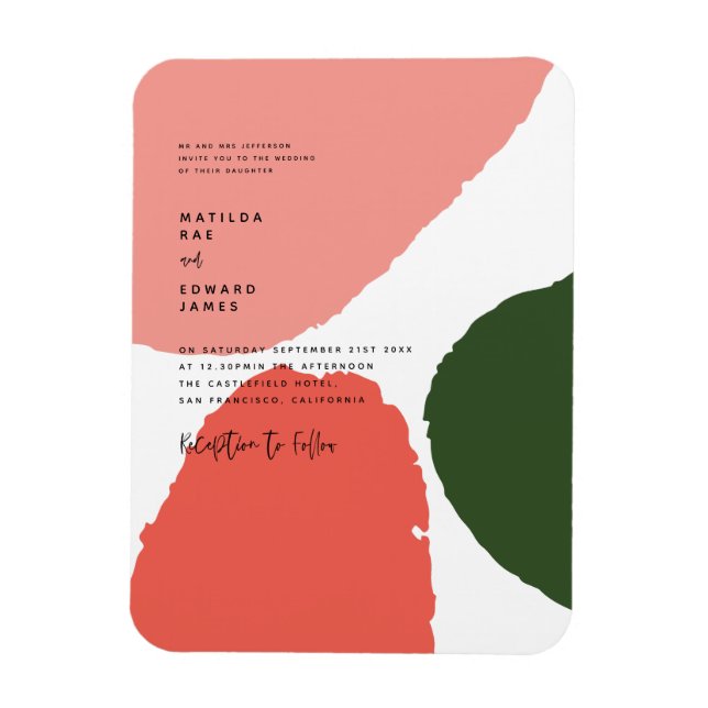 Magnet Flexible Graphique abstrait moderne rouge, rose + vert anno (Vertical)