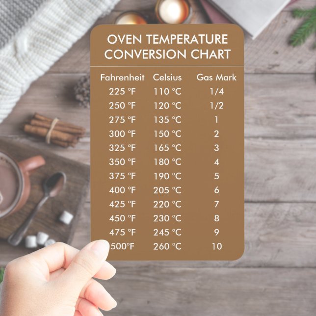 Magnet Flexible graphique de conversion de température du four or (oven temperature conversion chart gold magnet
)