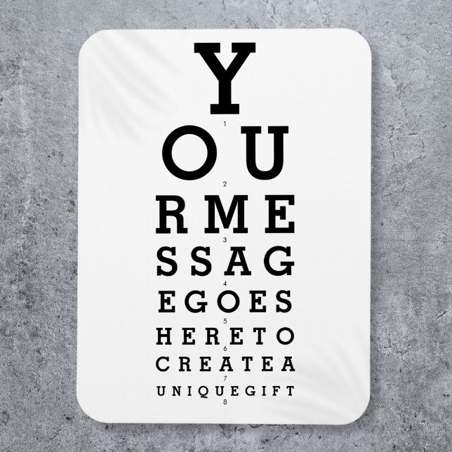 Magnet Flexible Graphique d'opticien Créez votre propre message (Optician Chart Create Your Own Message Magnet)