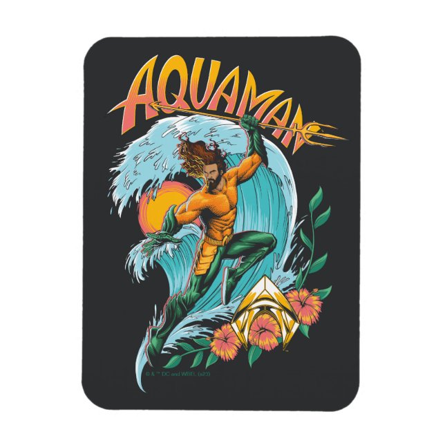 Magnet Flexible Graphique du Surf de levage Aquaman et Trident (Vertical)