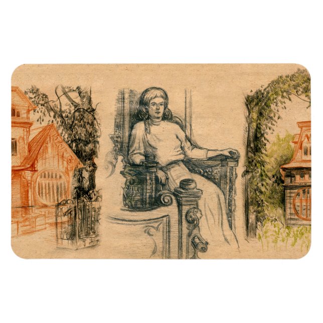 Magnet Flexible Graphiques crayon de dame sur l'artisanat (Horizontal)