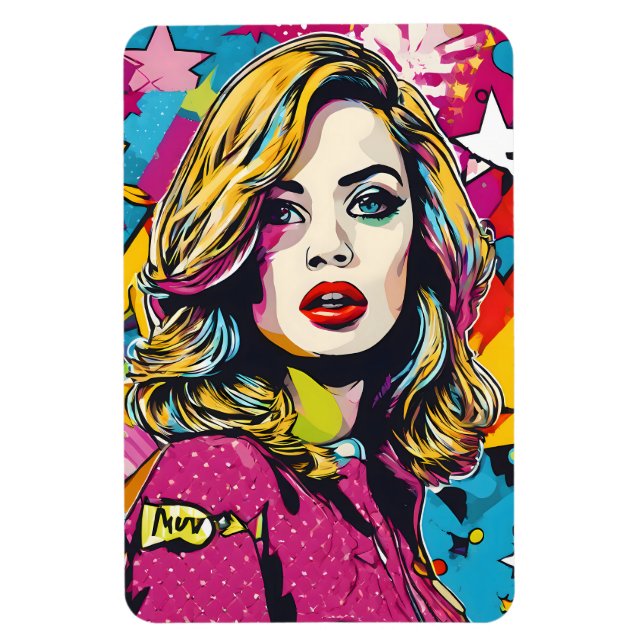 Magnet Flexible Gras Retro Pop Art Portrait (Vertical)