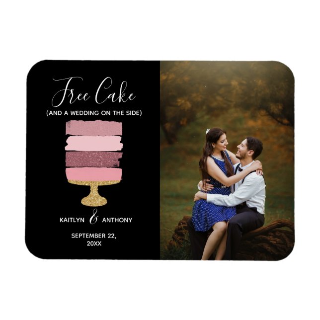 Magnet Flexible Gratuit Gâteau Amusant Photo Moderne Mariage Enreg (Horizontal)