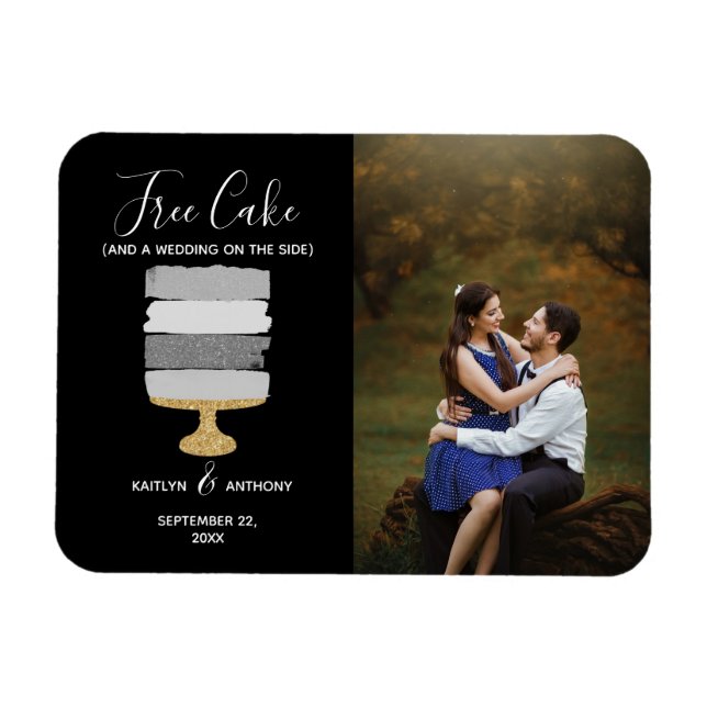 Magnet Flexible Gratuit Gâteau Amusant Photo Moderne Mariage Enreg (Horizontal)