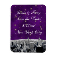 Gravure de la skyline de NYC 2 Violet Or Save Date