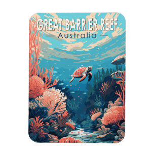 Magnet Flexible Great Barrie Reef Australie Travel Art Vintage