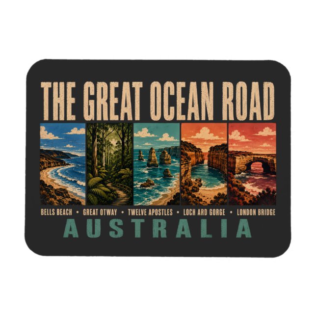 Magnet Flexible Great Ocean Road Australia Landmarks Illustration (Horizontal)