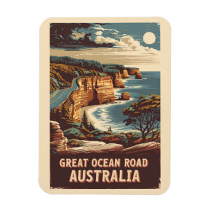 Magnet Flexible Great Ocean Road Australie Illustration Art Voyage
