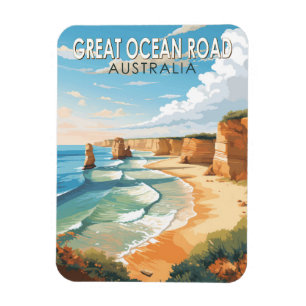 Magnet Flexible Great Ocean Road Australie Travel Art Vintage