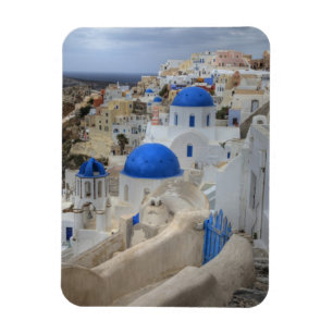 Magnet Flexible Grèce, Santorin. Clocher et dômes bleus de 3