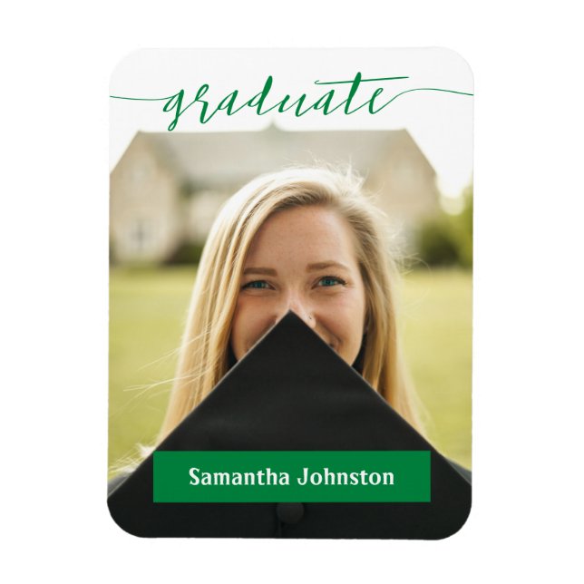 Magnet Flexible Green Graduate Script Photo moderne (Vertical)