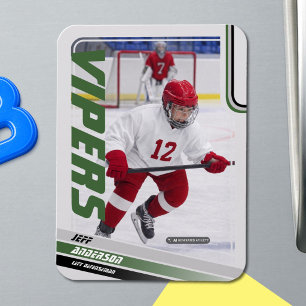 Magnet Flexible Green Ice Hockey Trading Card