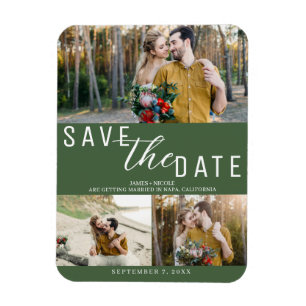 Magnet Flexible Green Save the Date Mariage 3 Photos