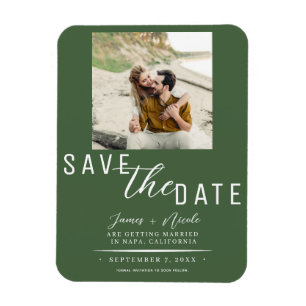 Magnet Flexible Green Save the Date Photo Mariage